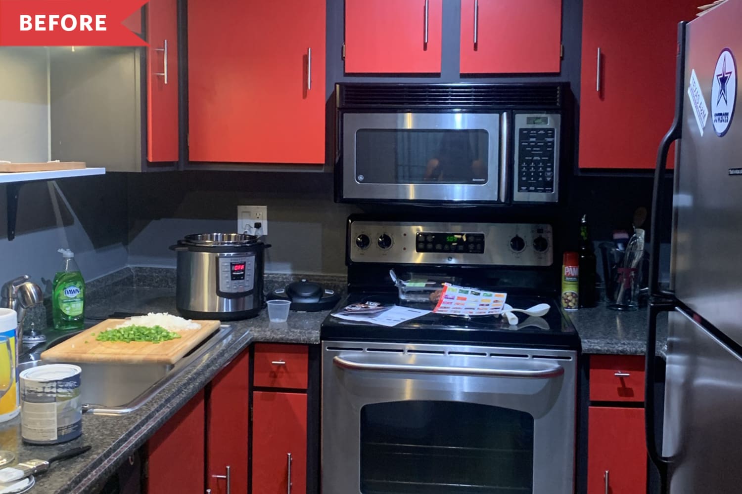 AllRed Kitchen Transformed With Paint Apartment Therapy